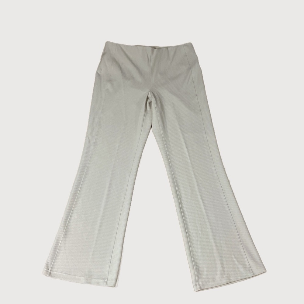 Lululemon Ribbed Softstreme Flared Pants Size 14 Bone‎ High Rise Yoga Loungewear